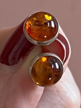 Sterling Silver Amber earnings - Amber Brown